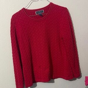 Karen Scott Red Cable Knit Sweater